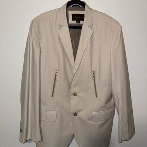 Beige Blazer with Zipper Pockets